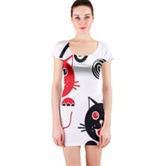 Cat Little Ball Animal Short Sleeve Bodycon Dress