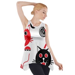 Cat Little Ball Animal Side Drop Tank Tunic