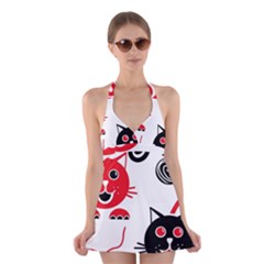 Cat Little Ball Animal Halter Dress Swimsuit 