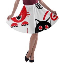 Cat Little Ball Animal A-line Skater Skirt