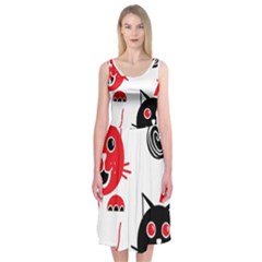 Cat Little Ball Animal Midi Sleeveless Dress