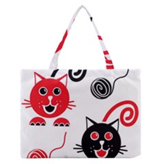 Cat Little Ball Animal Zipper Medium Tote Bag