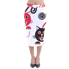 Cat Little Ball Animal Velvet Midi Pencil Skirt