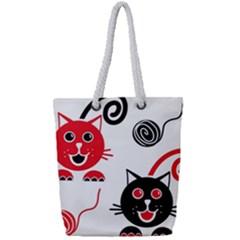 Cat Little Ball Animal Full Print Rope Handle Tote (small) by Maspions