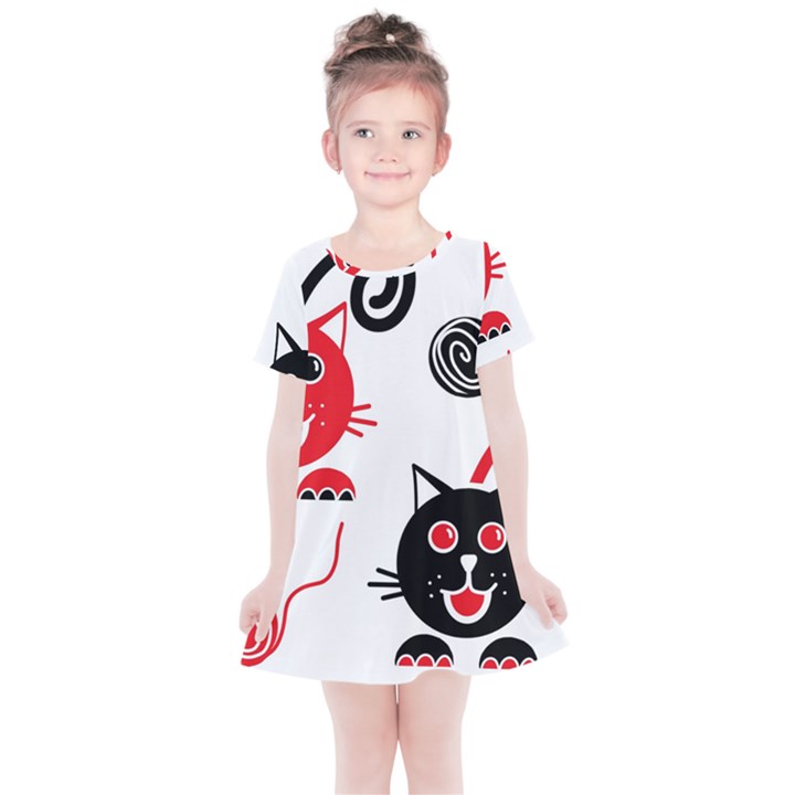 Cat Little Ball Animal Kids  Simple Cotton Dress