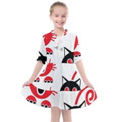 Cat Little Ball Animal Kids  All Frills Chiffon Dress by Maspions