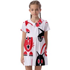 Cat Little Ball Animal Kids  Asymmetric Collar Dress by Maspions