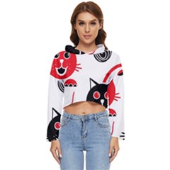 Cat Little Ball Animal Women s Lightweight Cropped Hoodie