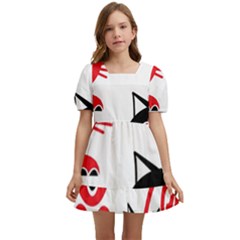 Cat Little Ball Animal Kids  Short Sleeve Dolly Dress