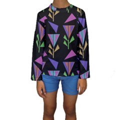 Abstract Pattern Flora Flower Kids  Long Sleeve Swimwear