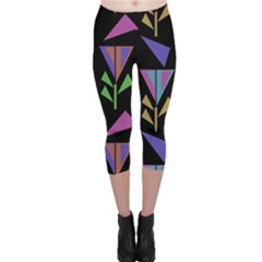 Abstract Pattern Flora Flower Capri Leggings 