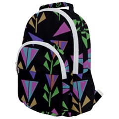 Abstract Pattern Flora Flower Rounded Multi Pocket Backpack