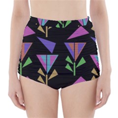 Abstract Pattern Flora Flower High-waisted Bikini Bottoms