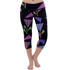 Abstract Pattern Flora Flower Capri Yoga Leggings