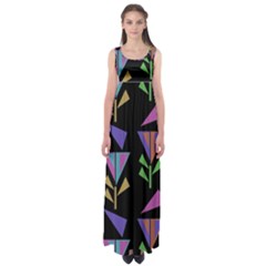 Abstract Pattern Flora Flower Empire Waist Maxi Dress by Maspions