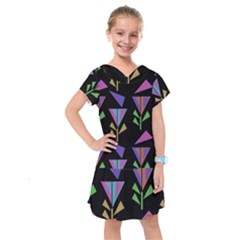 Abstract Pattern Flora Flower Kids  Drop Waist Dress