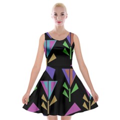 Abstract Pattern Flora Flower Velvet Skater Dress