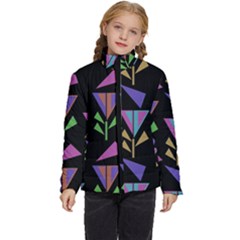 Abstract Pattern Flora Flower Kids  Puffer Bubble Jacket Coat