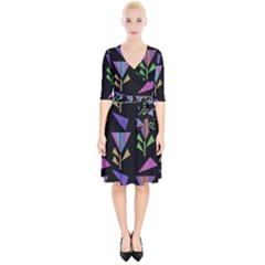 Abstract Pattern Flora Flower Wrap Up Cocktail Dress