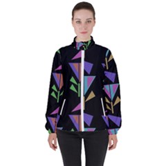 Abstract Pattern Flora Flower Women s High Neck Windbreaker