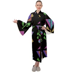 Abstract Pattern Flora Flower Maxi Velvet Kimono by Maspions