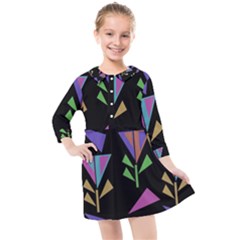 Abstract Pattern Flora Flower Kids  Quarter Sleeve Shirt Dress