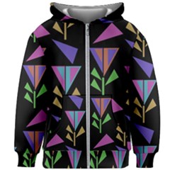 Abstract Pattern Flora Flower Kids  Zipper Hoodie Without Drawstring