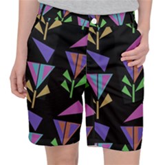 Abstract Pattern Flora Flower Women s Pocket Shorts