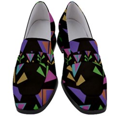 Abstract Pattern Flora Flower Women s Chunky Heel Loafers