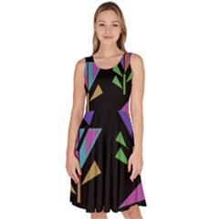 Abstract Pattern Flora Flower Knee Length Skater Dress With Pockets