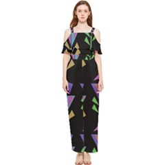 Abstract Pattern Flora Flower Draped Sleeveless Chiffon Jumpsuit