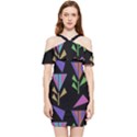 Abstract Pattern Flora Flower Shoulder Frill Bodycon Summer Dress View1