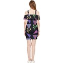 Abstract Pattern Flora Flower Shoulder Frill Bodycon Summer Dress View2