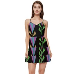 Abstract Pattern Flora Flower Short Frill Dress