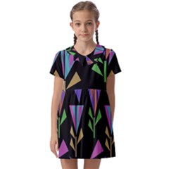 Abstract Pattern Flora Flower Kids  Asymmetric Collar Dress