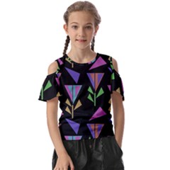 Abstract Pattern Flora Flower Kids  Butterfly Cutout T-shirt