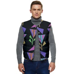 Abstract Pattern Flora Flower Men s Button Up Puffer Vest	