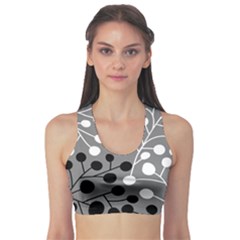 Abstract Nature Black White Fitness Sports Bra