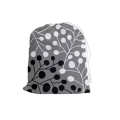 Abstract Nature Black White Drawstring Pouch (large)