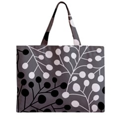 Abstract Nature Black White Zipper Mini Tote Bag