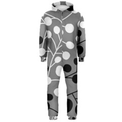 Abstract Nature Black White Hooded Jumpsuit (men)