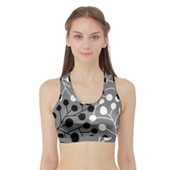 Abstract Nature Black White Sports Bra With Border