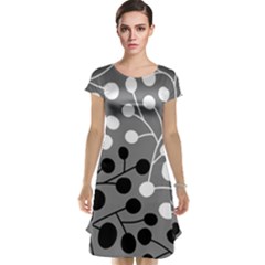 Abstract Nature Black White Cap Sleeve Nightdress