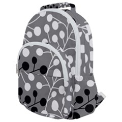 Abstract Nature Black White Rounded Multi Pocket Backpack