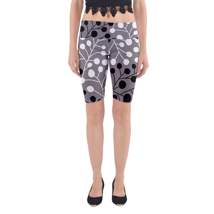 Abstract Nature Black White Yoga Cropped Leggings