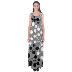 Abstract Nature Black White Empire Waist Maxi Dress