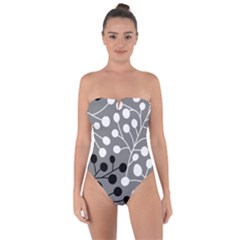 Abstract Nature Black White Tie Back One Piece Swimsuit