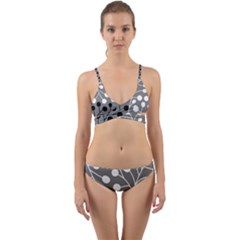 Abstract Nature Black White Wrap Around Bikini Set