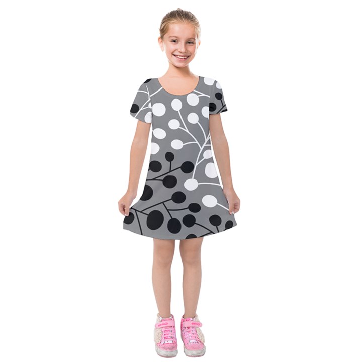 Abstract Nature Black White Kids  Short Sleeve Velvet Dress