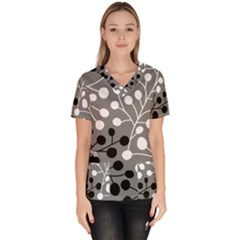 Abstract Nature Black White Women s V-neck Scrub Top